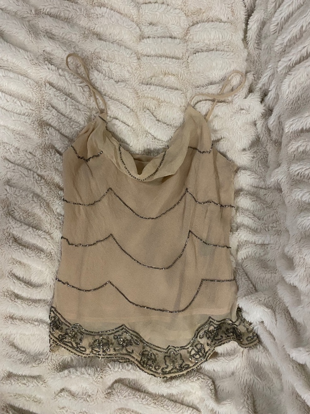 She by Sherri Bodell Beaded tank-Sz 4- Neutral/Silver